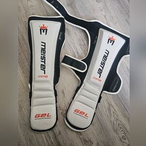 Meister White and Black MMA Shin Guards